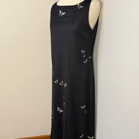 VTG 90s Virgo II Black Butterfly Sheer Sz 10 Maxi Dress Formal Fairy Whimsigoth - Picture 2 of 8